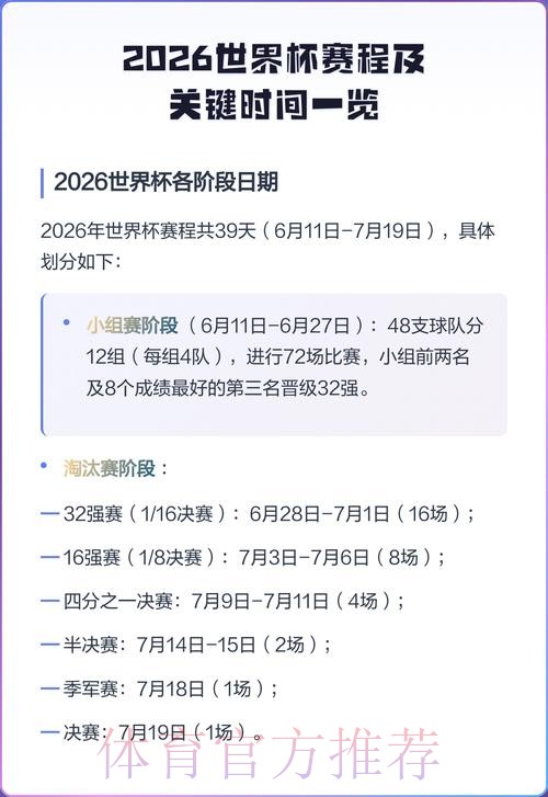 2026世界杯每日赛程详细安排最新时间表实时查看